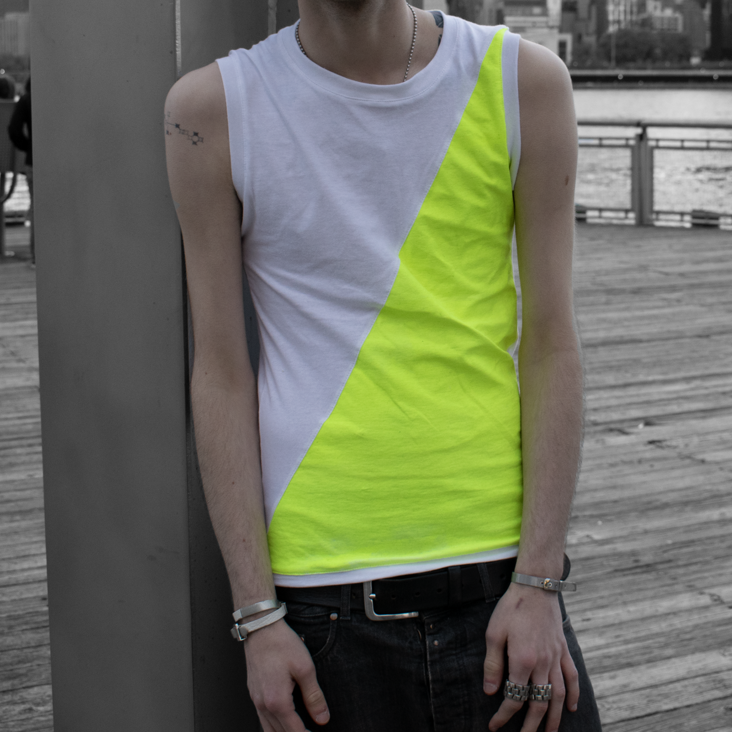 Right-Split White Tank